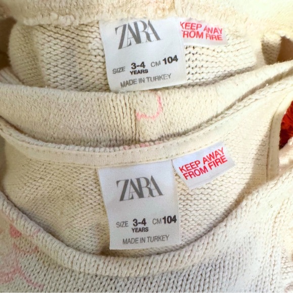 ZARA Girls 3–4Y Knit Floral Tank & Shorts Set Cream Pink Beach Lounge - Picture 2 of 5